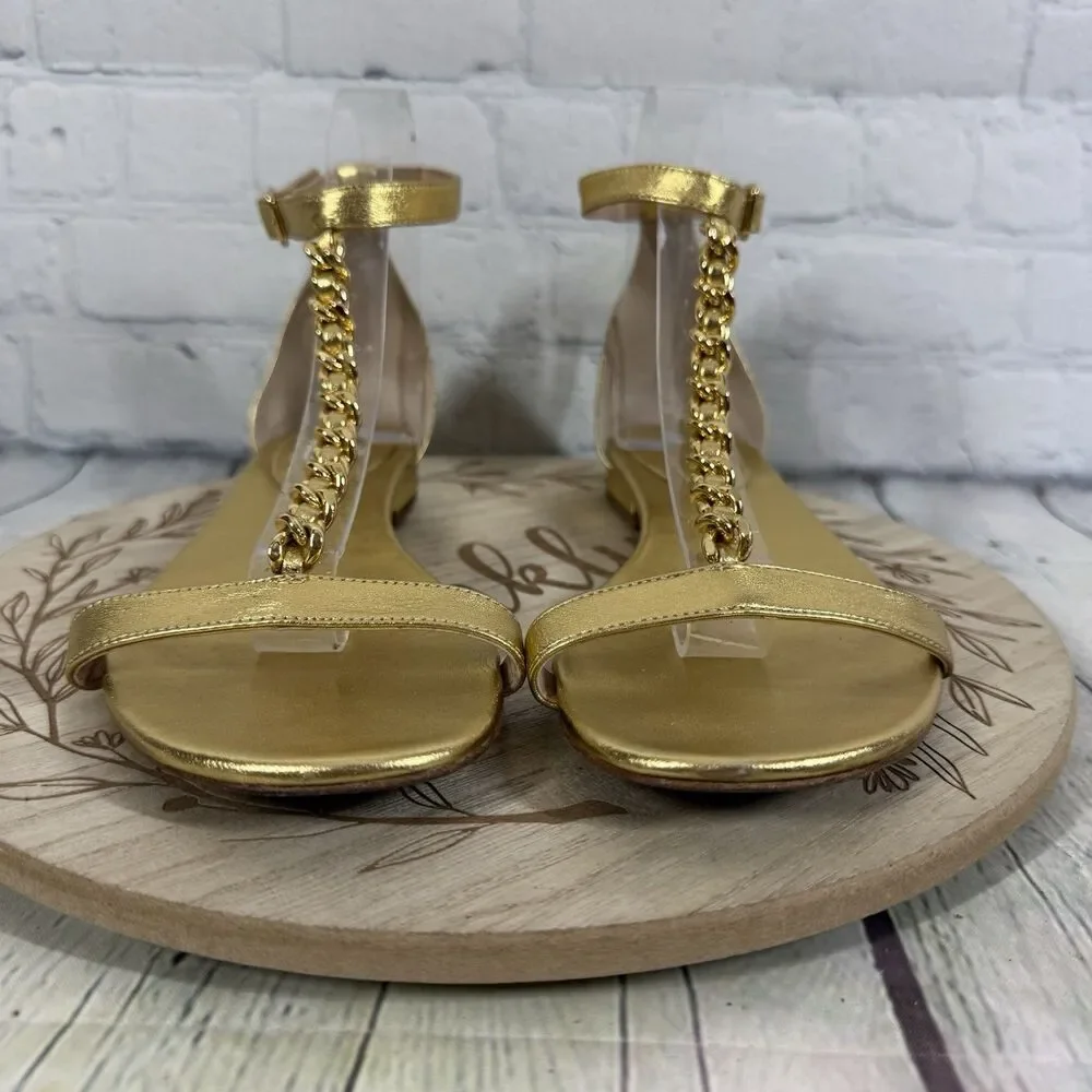 Lauren Ralph Lauren Sandals Womens 9.5 Gold Chain Preppy Dress Party Shoes